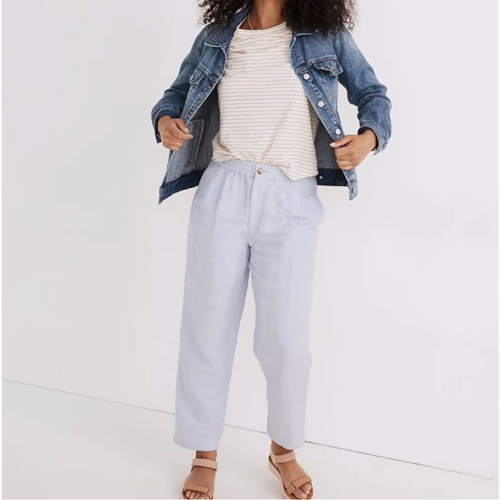 Madewell Linen Blend Track Trouser Blue Women’s Size Medium 2021